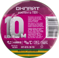 Изолента ПВХ 90 599 OIT-B15-10-YG желт./зел. ОНЛАЙТ 90599