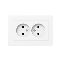 Розетка 2-м СП Эпика 16А без заземл. без защ. шторок с рамкой механизм бел. EKF UP1-SOW-200
