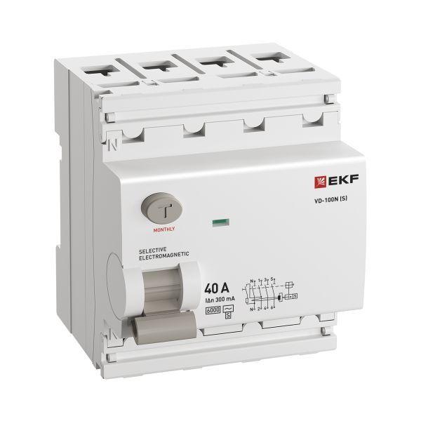 Выключатель дифференциального тока 4п 40А 300мА тип AC 6кА ВД-100N (S) электромех. PROxima EKF E1046MS40300