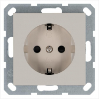 Розетка 1-м Shuko 16А IP20 с заземл. защ. шторки механизм тауп Jasmart G5501T