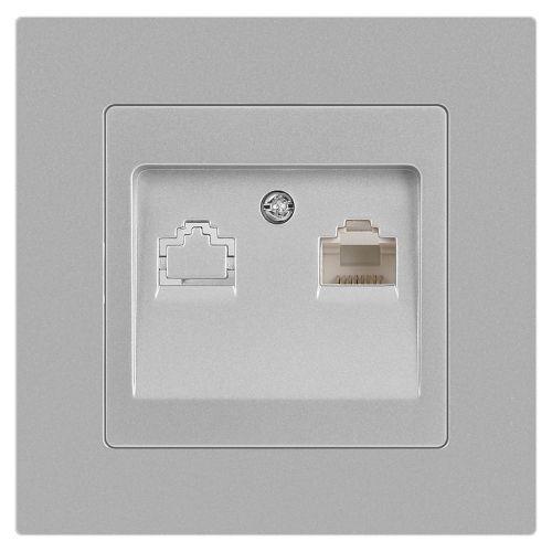 Розетка компьютерная 1-м СП Accent 6-303-03 RJ45 IP20 алюм. Intro Б0063630