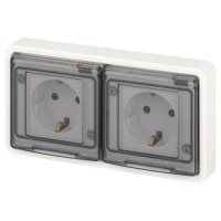 Розетка Эксперт 11-2523-01 2х2P+E гориз. IP55 16А-250В СУ бел. Эра Б0063276