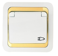 Розетка Mimoza с заземл. и крышкой керамика с зол. вставкой Makel 12209