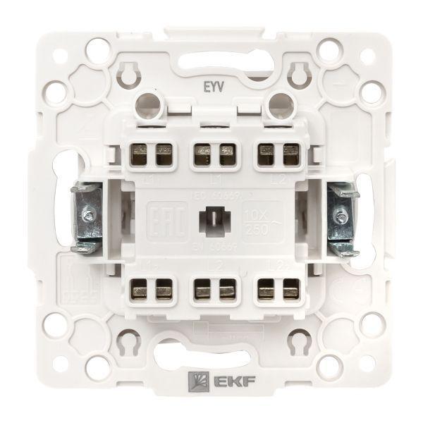 Переключатель проходной 2-кл. Стокгольм 10А винтов. клеммы механизм бел. PROxima EKF EYV10-027-20