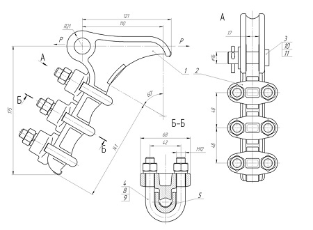 Зажим натяжной болтовой НБ-2-6