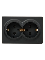 Розетка 2-м ОП LETO с заземл. закрытый корпус ПБТ черн. бархат LEZARD 752-4200-127B