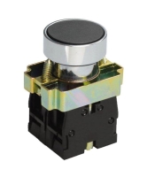 Выключатель кнопочный LAY5-ВА25 без подсветки 1НО+1НЗ цилиндр хром d22мм черн. Электротехник ET012084