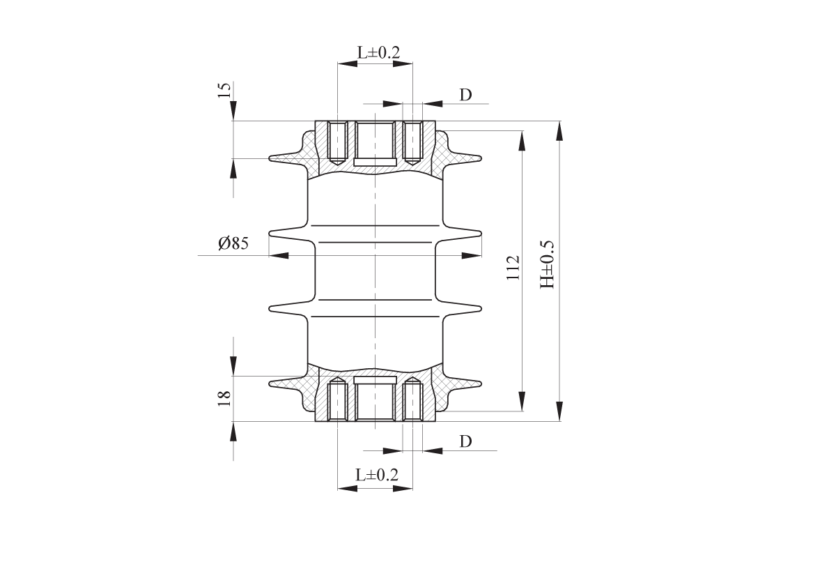 Изоляторы опорные полимерные типа ОСК 8-10-1 на напряжение 10 кВ