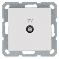 Розетка телевизионная оконечная TV Ф9.5мм механизм бел. глянцевый Jasmart G6001W