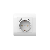 Розетка NEW3-E 16А с заземл. защ. шторки с 2-мя заряд. устройствами USB A+C 5В/2.1А бел. CHINT 431552