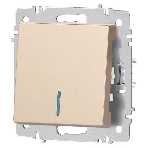 Выключатель 1-кл. СП Accent 6-102-04 10А IP20 250В с подсветкой AL/CU шампань Intro Б0063475