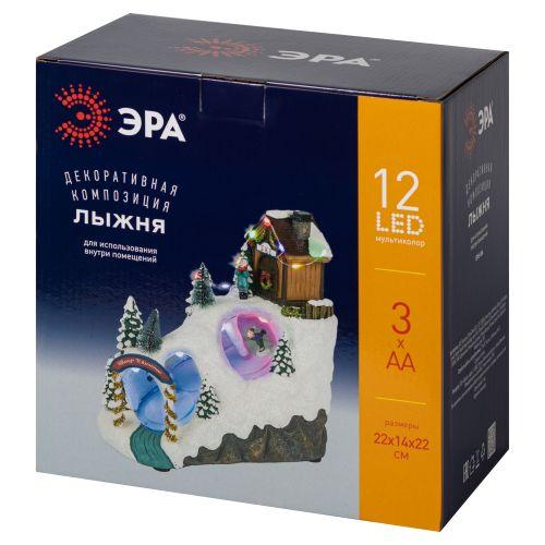 Фигура светодиодная новогодняя EFIS-S06 композиция Лыжня мультиколор 3хАА 22х14х22см Эра Б0060484
