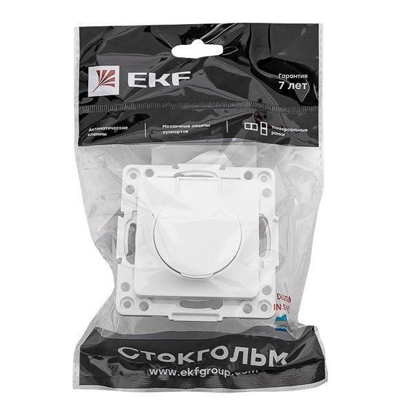 Розетка 1-м СП Стокгольм 16А IP44 с заземл. защ. шторки с крышкой механизм бел. PROxima EKF EYR16-028-10-44