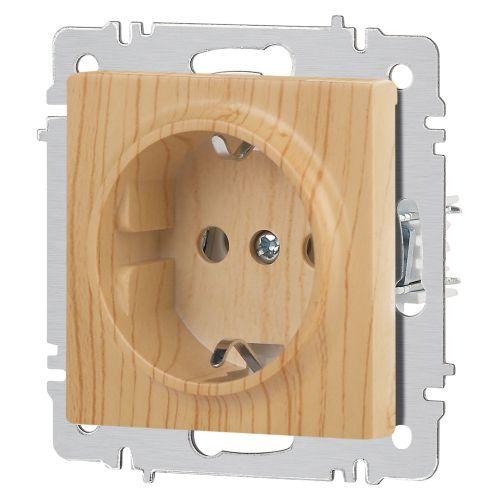 Розетка 1-м СП Accent 6-202-11 16А IP20 250В 2P+E Schuko сосна Intro Б0063706