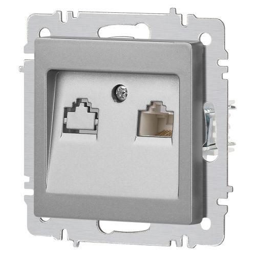 Розетка компьютерная 1-м СП Accent 6-303-03 RJ45 IP20 алюм. Intro Б0063630