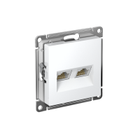Розетка компьютерная 2-м AtlasDesign RJ45 кат.6A механизм бел. SE ATN000188
