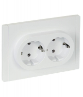 Розетка 2-м СП FORTE&PIANO FP224 16А с заземл. без защ. шторок безвинт. крепл. бел. IEK FP-R21-16-1-K01