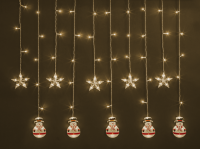Гирлянда светодиодная "Бахрома" "Звезды и снеговики" 95 024 NGF-D037-01 3х0.6м WW IP20 Navigator 95024