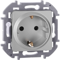 Розетка 1-м СП Inspiria 16А IP20 250В 2P+E защ. шторки немецк. стандарт механизм алюм. IEK 673732