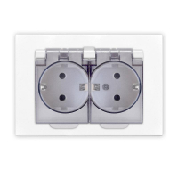 Розетка 2-м СП Афина 16А IP20 с заземл. c прозр. крышкой в сборе бел. Universal A0031