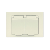 Розетка 2-м СП Афина 16А IP20 с заземл. c крышкой в сборе сл. кость (ivory) Universal A0031-I