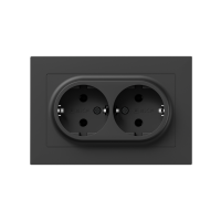 Розетка 2-м СП Эпика 16А с заземл. без защ. шторок с рамкой механизм черн. EKF UP1-SOB-210