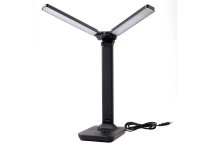 Светильник светодиодный настольный UF-819 C02 12Вт 6000К 3ур. яркости 2 плафона кожа черн. Ultraflash 15164