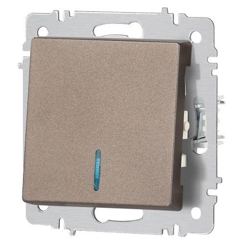 Выключатель 1-кл. СП Accent 6-102-08 10А IP20 250В с подсветкой AL/CU бронза Intro Б0063463