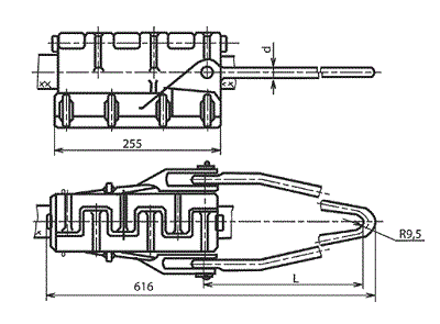 Зажим натяжной монтажный МК-7 клин 1