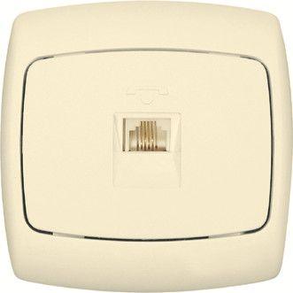 Розетка телефонная 1-м СП Рондо RJ11 сл. кость SchE RT-4S-SI (РТ-4С-си)