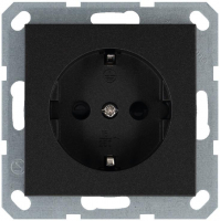 Розетка 1-м Shuko 16А IP20 с заземл. защ. шторки механизм антрацит Jasmart G5501B