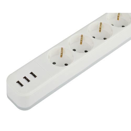 Удлинитель с сетевым фильтром 4х1.5м с заземл. 10А USF-4es-1.5m-3xUSBA-W +3xUSBA 3.1A с выкл. с базов. защитой Эра Б0059567