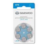 Элемент питания воздушно-цинковый ZA675/PR44 1.45В BL-6 (блист.6шт) для слуховых аппаратов DAEWOO 5060456