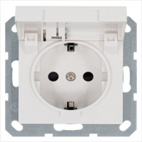 Розетка 1-м Shuko 16А IP20 с заземл. защ. шторки с крышкой механизм бел. глянцевый Jasmart G5505W