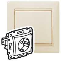 Розетка 1-м СП Valena 16А IP21 2P+E с заземл. защ. шторки немецк. стандарт механизм сл. кость (DIY-упак.) Leg 695613