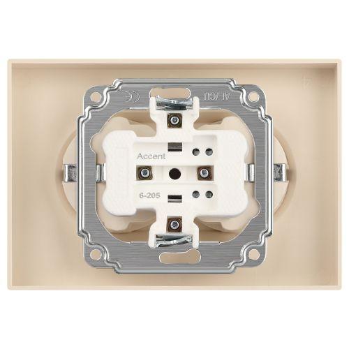 Розетка 2-м СП Accent 6-205-02 16А IP20 250В 2P+E Schuko AL/CU сл. кость Intro Б0063489