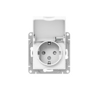 Розетка СП Эпика 16А IP44 с заземл. защ. шторки с крышкой механизм бел. EKF UP1-SOW-111-44