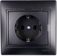 Розетка 1-м СП Mira с заземл. керамика черн. бархат LEZARD 701-4242-122