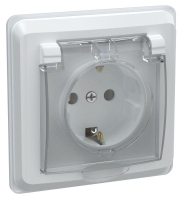 Розетка 1-м СП Вега РСбш10-3-ВБ 16А IP44 с заземл. защ. шторки с крышкой бел. GENERICA ERV16-K01-16-DM