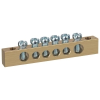 Шина NO-122-20 PEN земля-ноль 8х12мм 6/2 латунная крепеж по краям Эра Б0047235