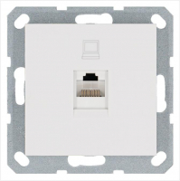 Розетка компьютерная 1-м RJ45 IP20 кат. 5E механизм бел. глянцевый Jasmart G6105W