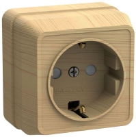 Розетка 1-м ОП Октава РСш20-3-ОС 16А IP20 с заземл. защ. шторки сосна GENERICA ERO14-K03-16-DC