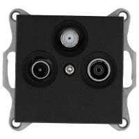 Розетка телевизионная проходная TV + FM + SAT 3-м Ф9.5мм механизм антрацит Jasmart G6207B