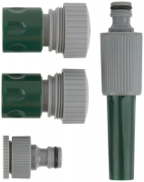 Набор поливочный 4шт 3/4дюйм ( насадка для полива; соединитель; соединитель с автостопом; адаптер внешний ) FIT 77292