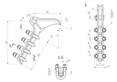 Зажим натяжной болтовой НБ-3-6