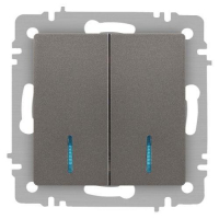 Выключатель 2-кл. СП Accent 6-105-09 10А IP20 250В с подсветкой AL/CU титан Intro Б0063525