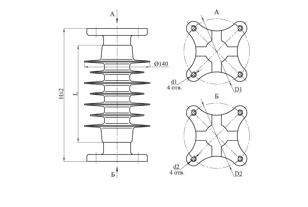Изоляторы опорные полимерные типа ОСК 10-20-А-2 на напряжение 20 кВ