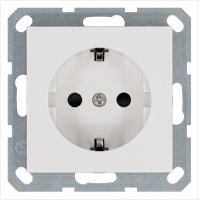 Розетка 1-м Shuko 16А IP20 с заземл. защ. шторки механизм бел. глянцевый Jasmart G5501W