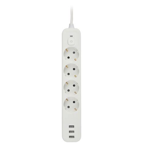 Удлинитель с сетевым фильтром 4х1.5м с заземл. 10А USF-4es-1.5m-3xUSBA-W +3xUSBA 3.1A с выкл. с базов. защитой Эра Б0059567