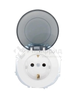 Розетка 1-м СП OSEN с заземл. с крышкой ПБТ бел. LEZARD 743-0288-123B
